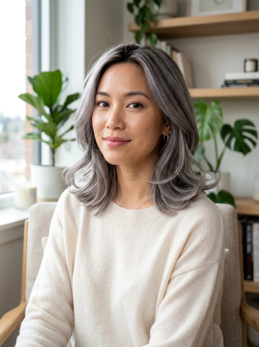 Ash Silver Lob - 20 silver lob hair color ideas - 20 silver lob hair color ideas