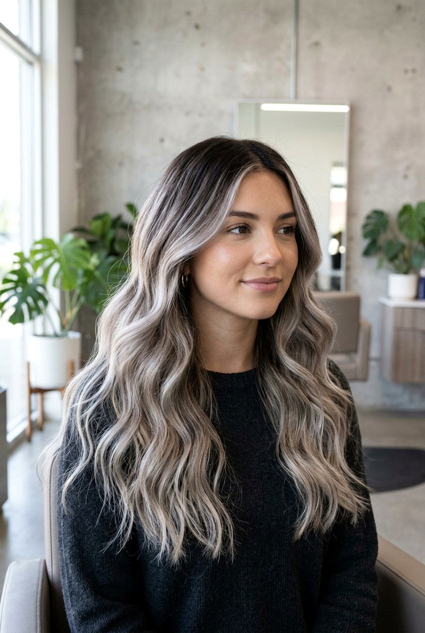 Ash blonde balayage on dark hair - 20 high contrast balayage hair - 20 high contrast balayage hair