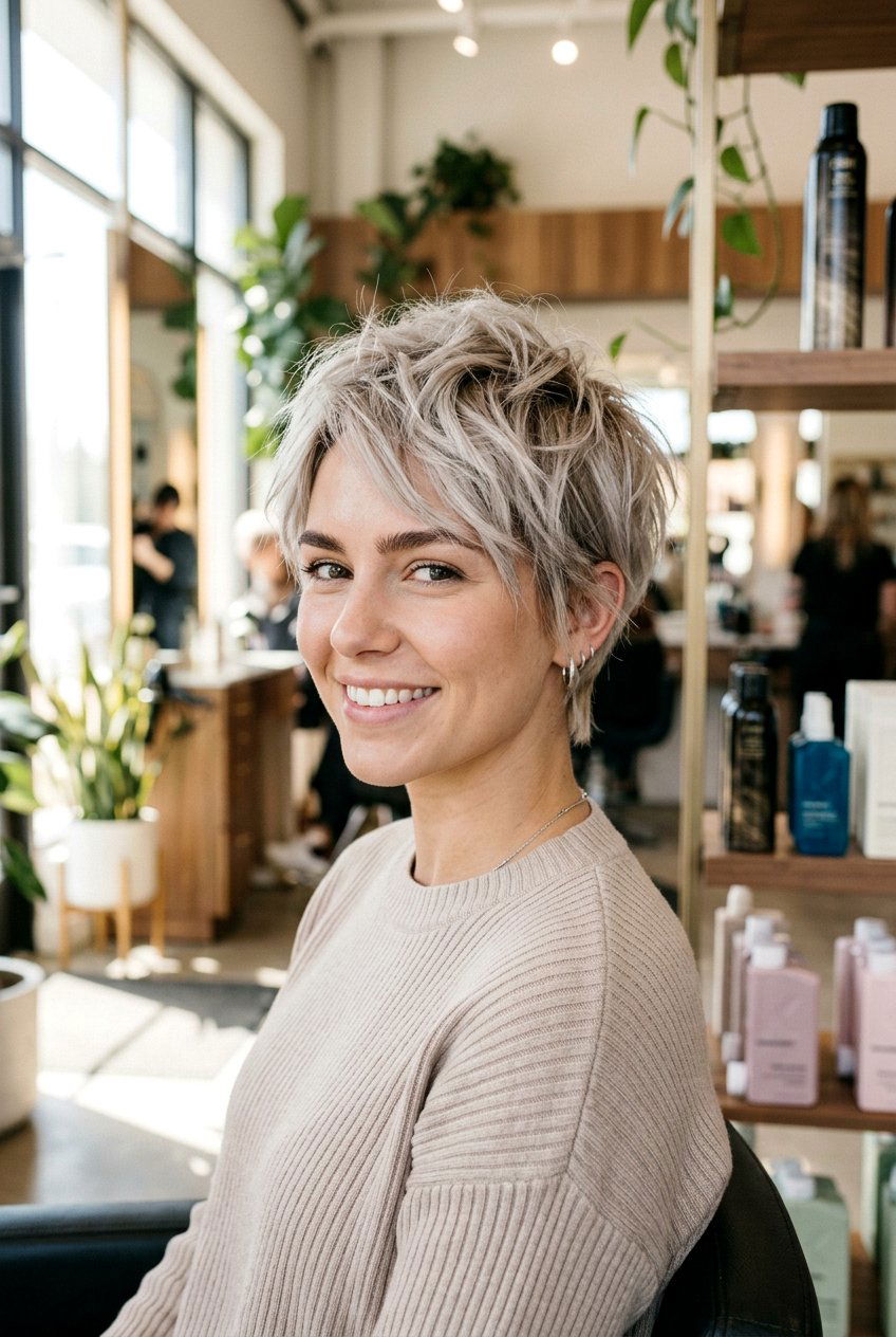 Ash blonde textured crop - 20 hair color ideas for short hair - 20 hair color ideas for short hair