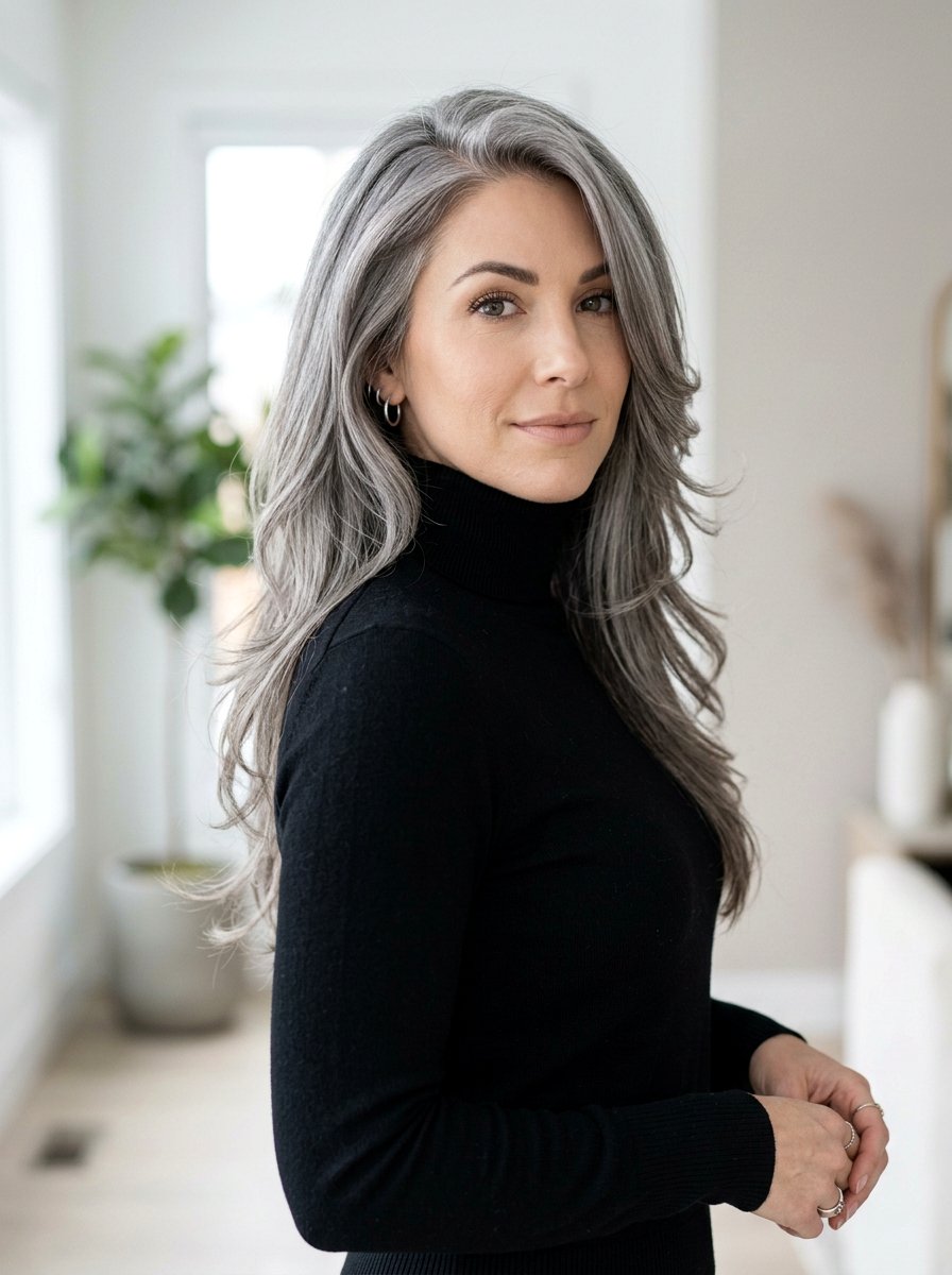 Ash gray layered haircut - 20 shoulder length gray layered haircut - 20 shoulder length gray layered haircut