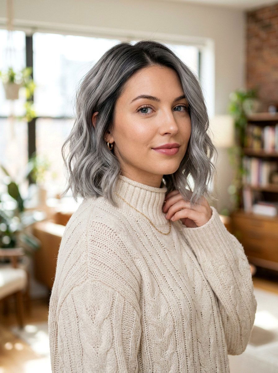 Ash silver balayage wavy bob - 20 silver balayage bob haircut - 20 silver balayage bob haircut