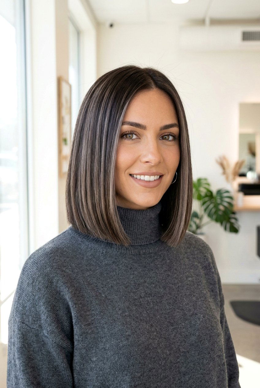 Ashy Beige Highlights on Dark Brown Hair - 20 dark brunette with cool beige highlights - 20 dark brunette with cool beige highlights