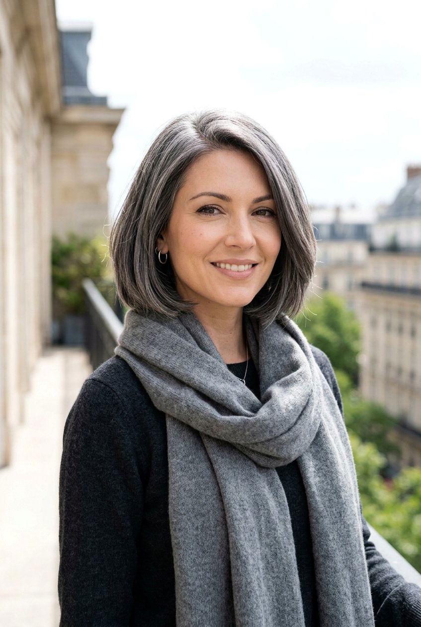 Ashy Metallic Silver Bob - 20 metallic silver bob hair color - 20 metallic silver bob hair color