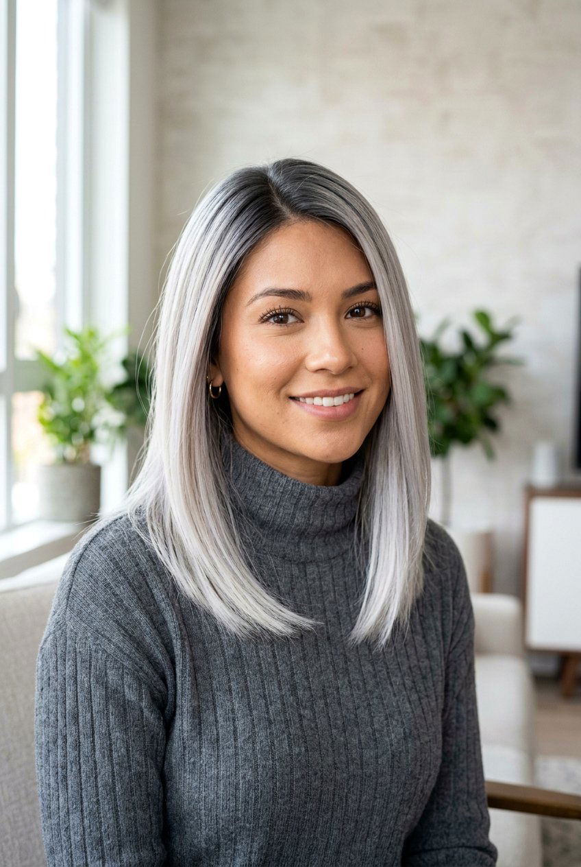 Ashy Platinum Blonde Shadow Root - 20 rooted platinum blonde for women over 50 - 20 rooted platinum blonde for women over 50