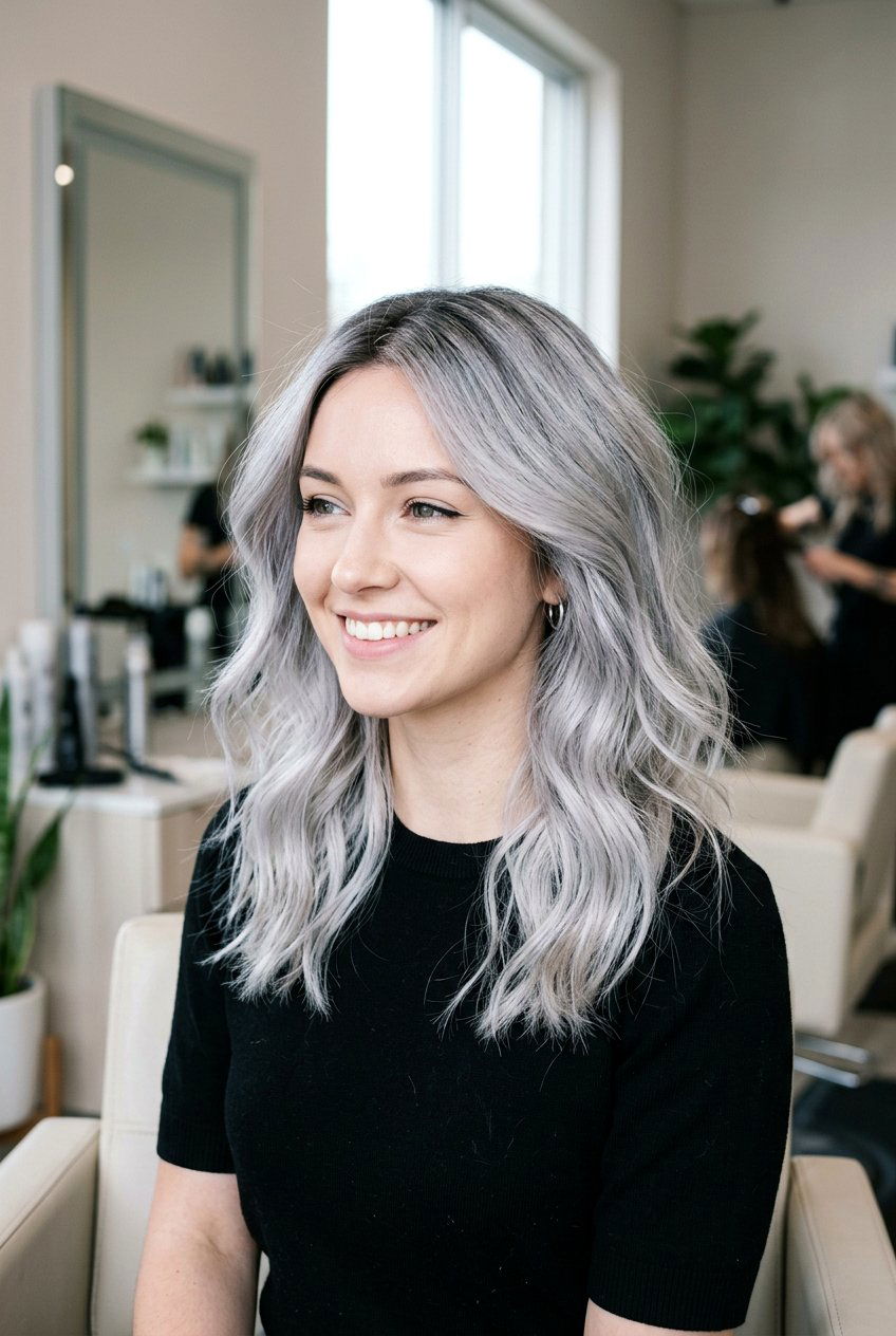 Ashy Platinum Gray Blending - 20 transition to gray hair styles - 20 transition to gray hair styles