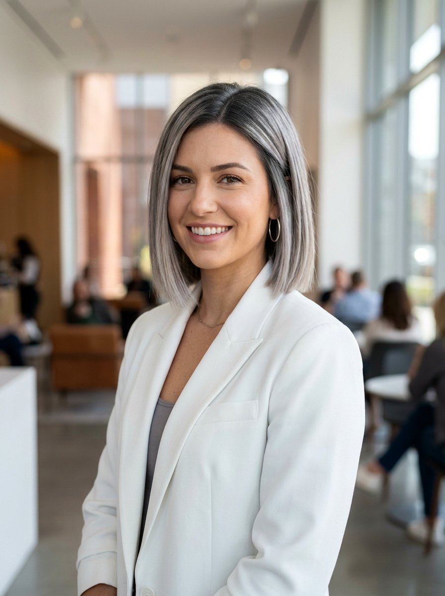 Ashy Rooted Bob - 20 rooted silver blonde hair - 20 rooted silver blonde hair