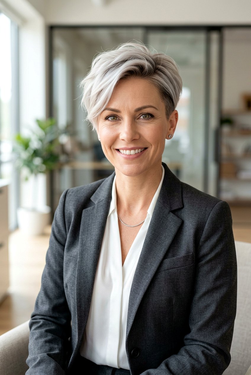 Ashy White Blonde Tapered Cut - 20 elegant white blonde hair color - 20 elegant white blonde hair color