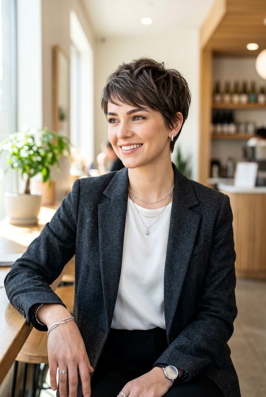 Ashy espresso pixie cut - 20 cool espresso brunette for mature women - 20 cool espresso brunette for mature women