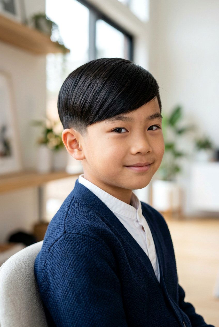 Asian Side Swept Fringe With Taper - 20 boys haircut with side swept fringe - 20 boys haircut with side swept fringe