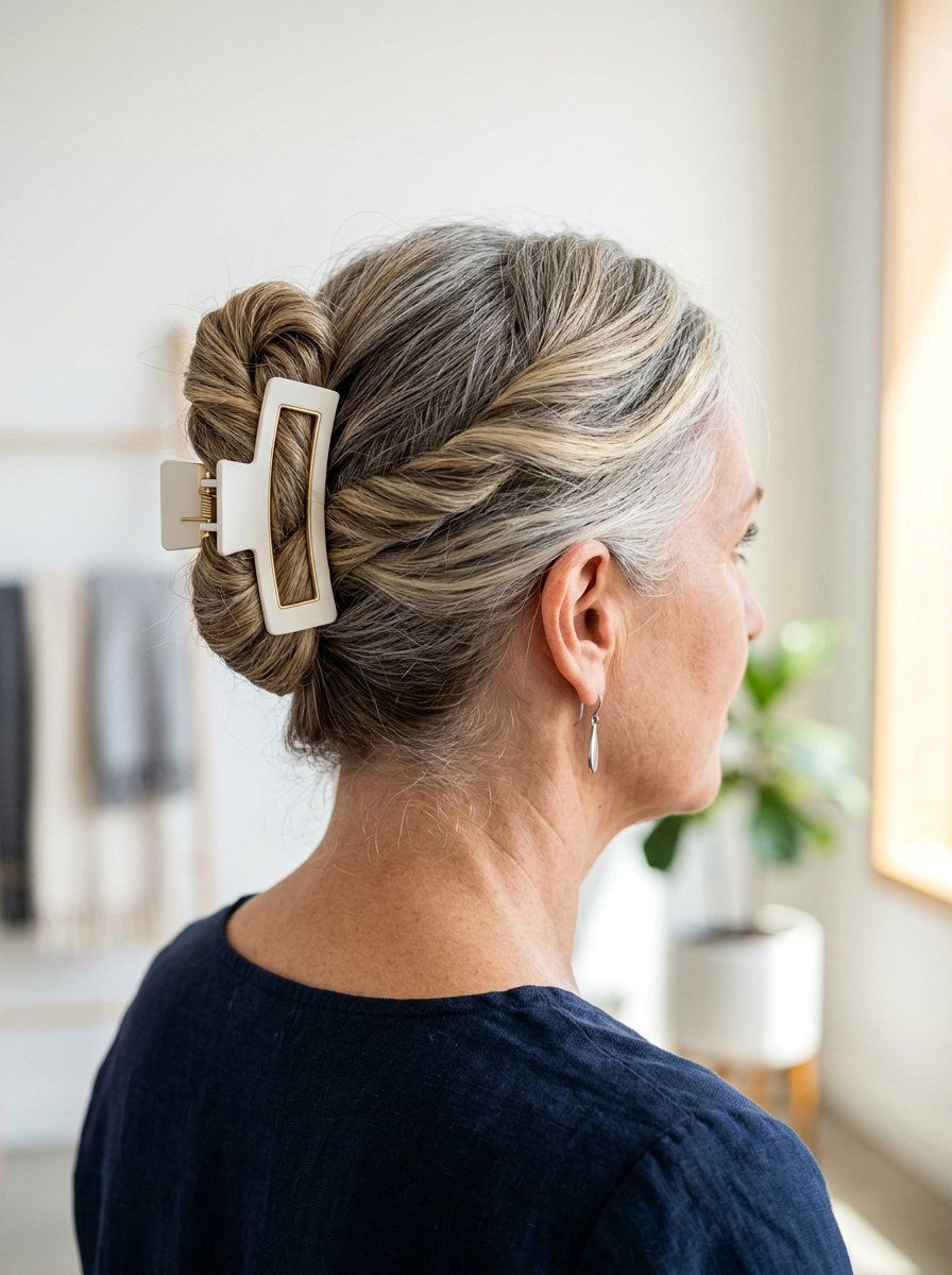 Asymmetric Claw Clip Bun - 20 claw clip bun for mature women - 20 claw clip bun for mature women