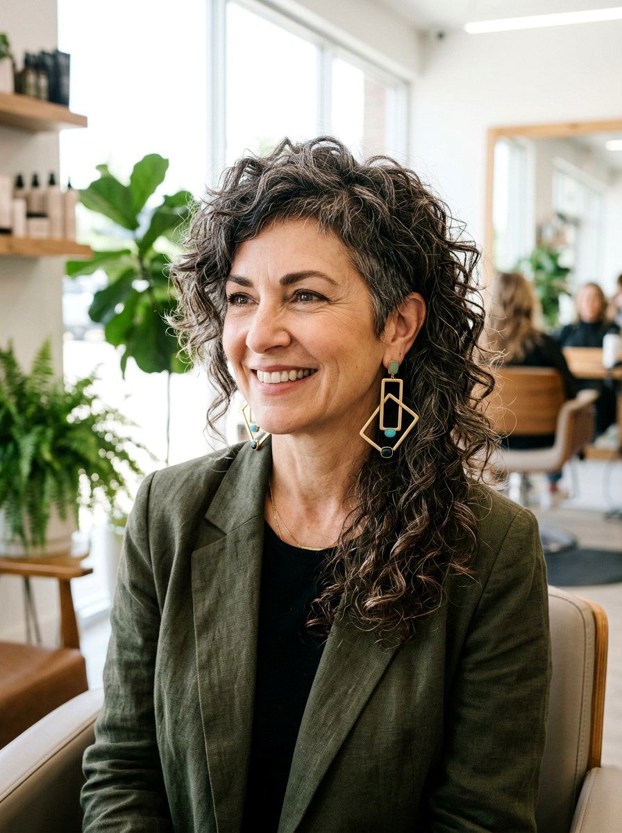 Asymmetric Curly Wolf Cut - 20 curly wolf cut for mature women - 20 curly wolf cut for mature women