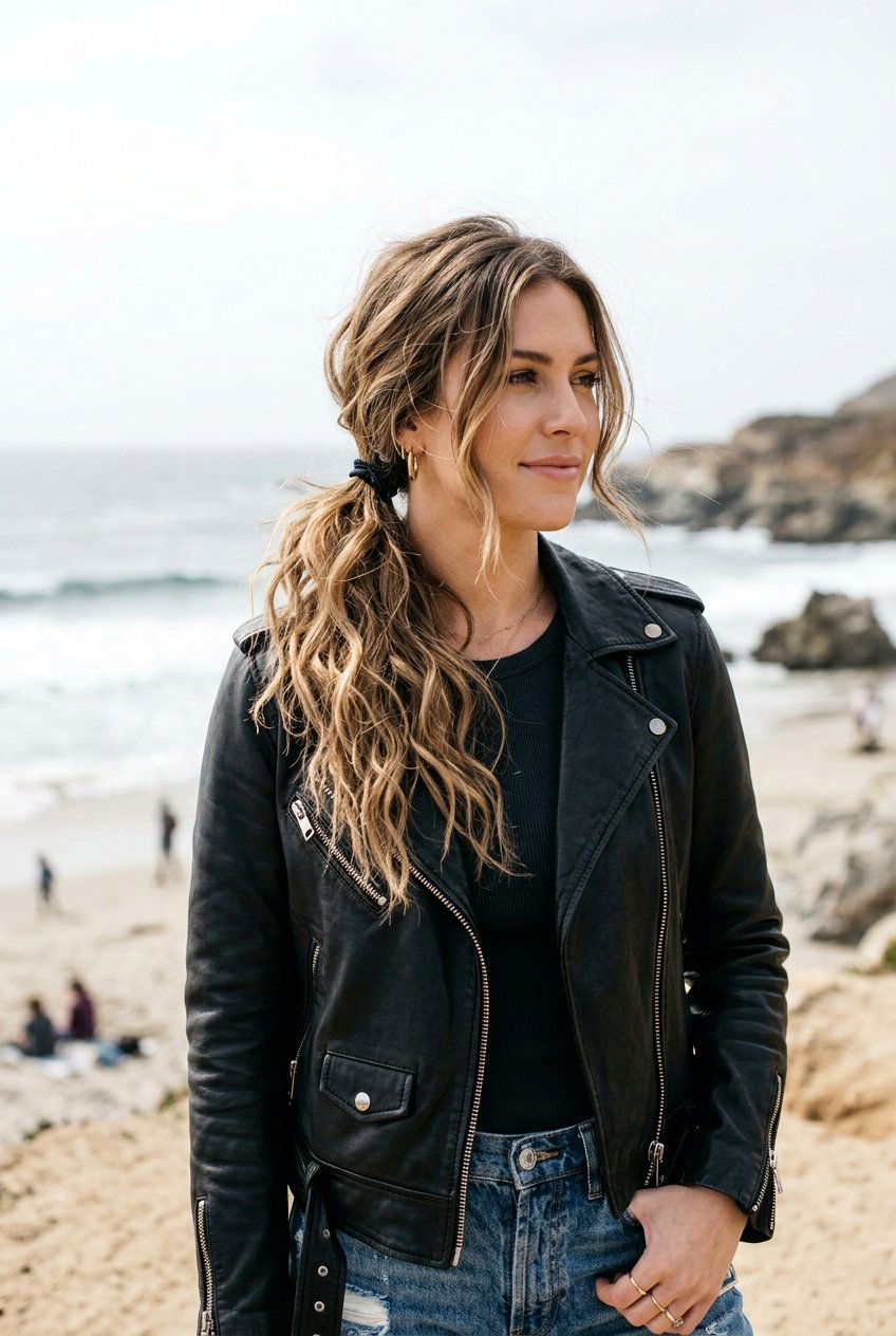 Asymmetrical Beach Waves Ponytail - 20 beach waves ponytail hairstyle - 20 beach waves ponytail hairstyle