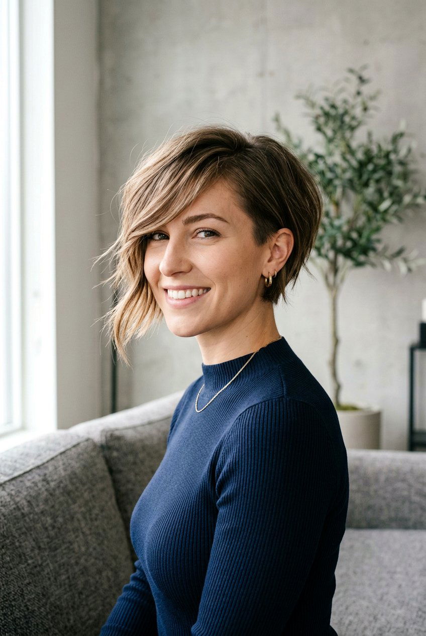 Asymmetrical Bixie Haircut With Bangs - 20 bixie haircut with bangs - 20 bixie haircut with bangs