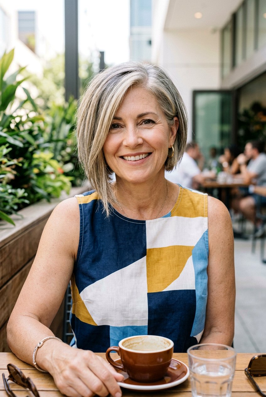 Asymmetrical Bob - 20 bouncy hairstyle for mature women - 20 bouncy hairstyle for mature women