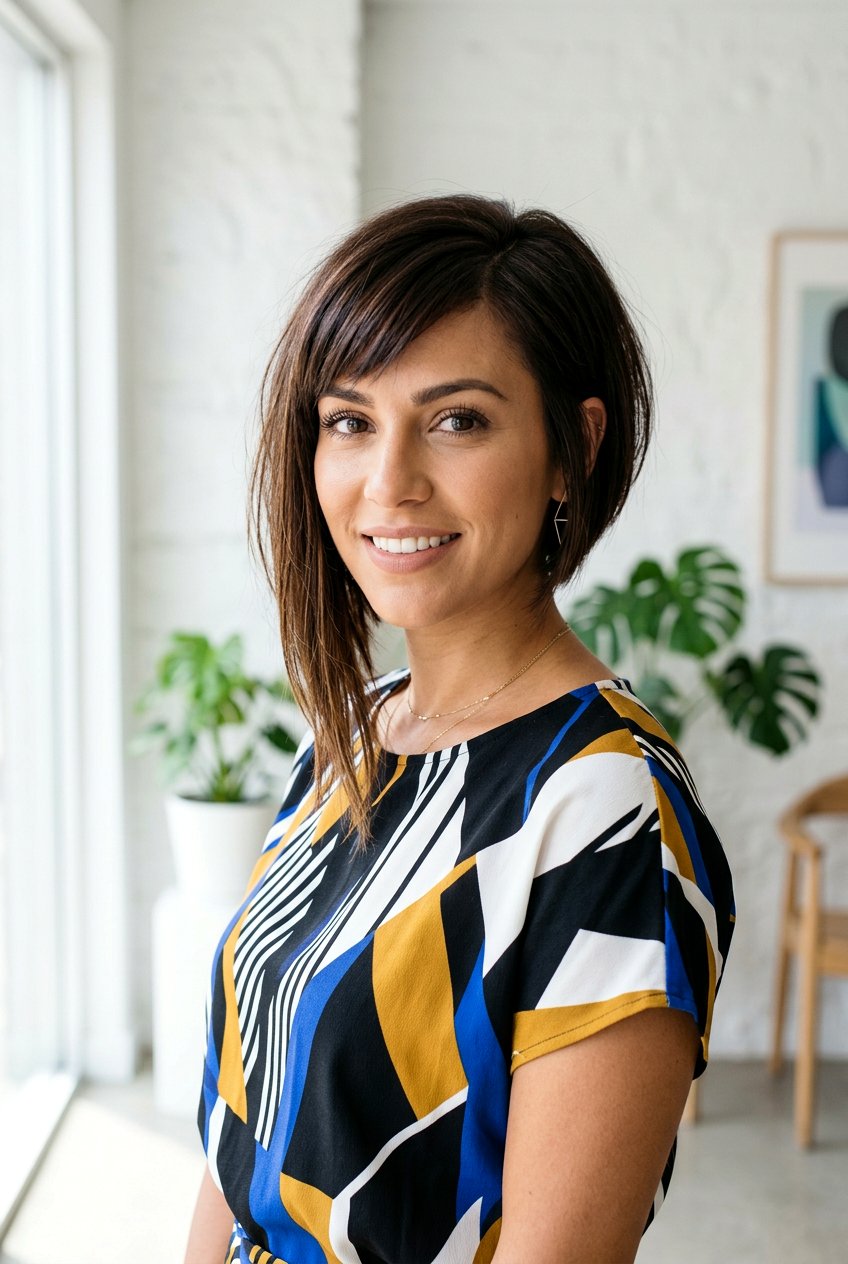 Asymmetrical Bob - 20 haircut for frizzy hair women - 20 haircut for frizzy hair women