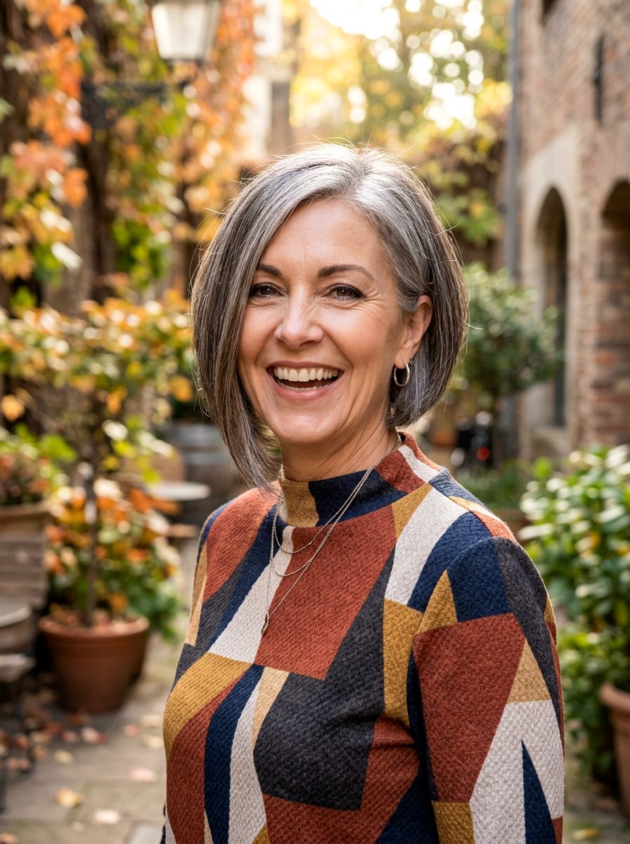 Asymmetrical Bob - 20 easy hairstyle for mature women over 50 - 20 easy hairstyle for mature women over 50