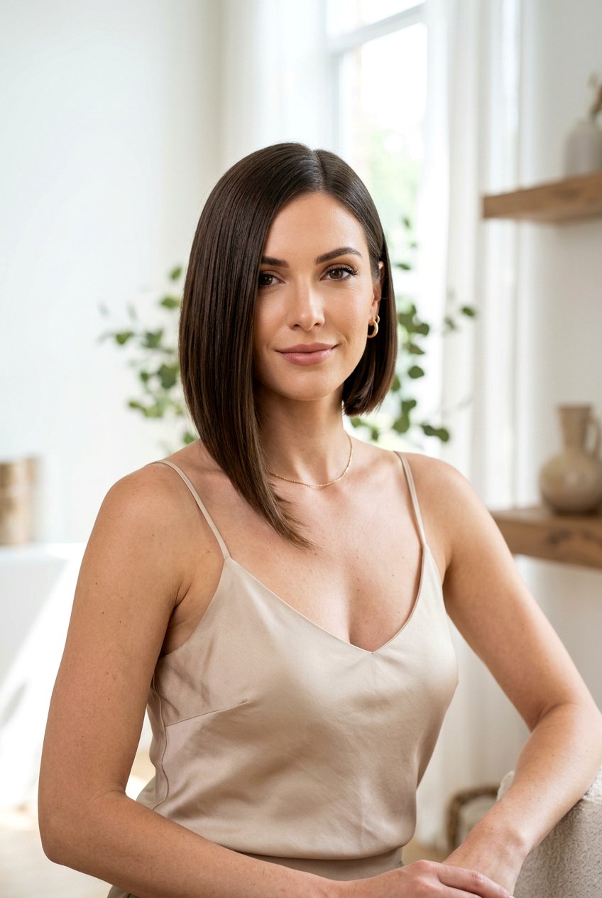 Asymmetrical Bob - 20 stylish mom haircut for fine hair - 20 stylish mom haircut for fine hair