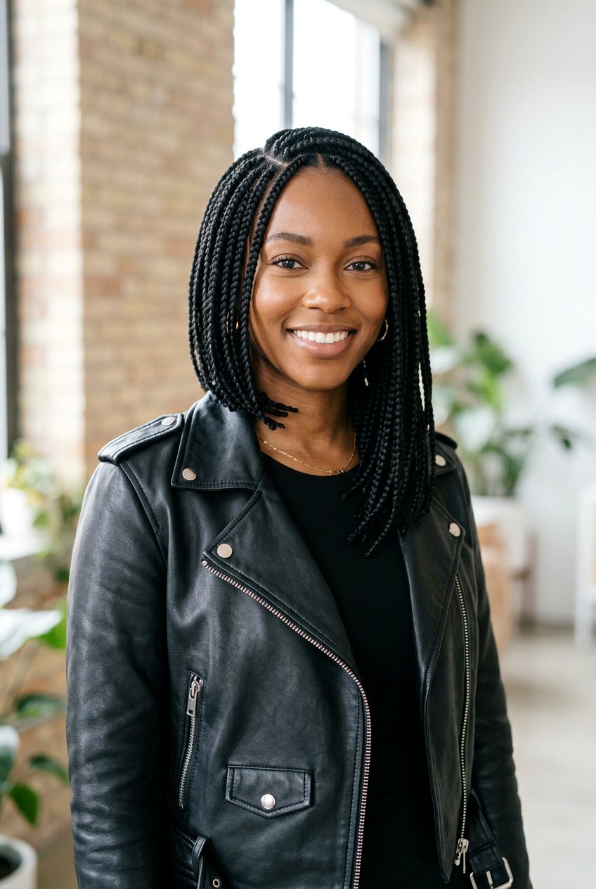 Asymmetrical Bob Box Braids - 20 box braids bob hairstyle - 20 box braids bob hairstyle