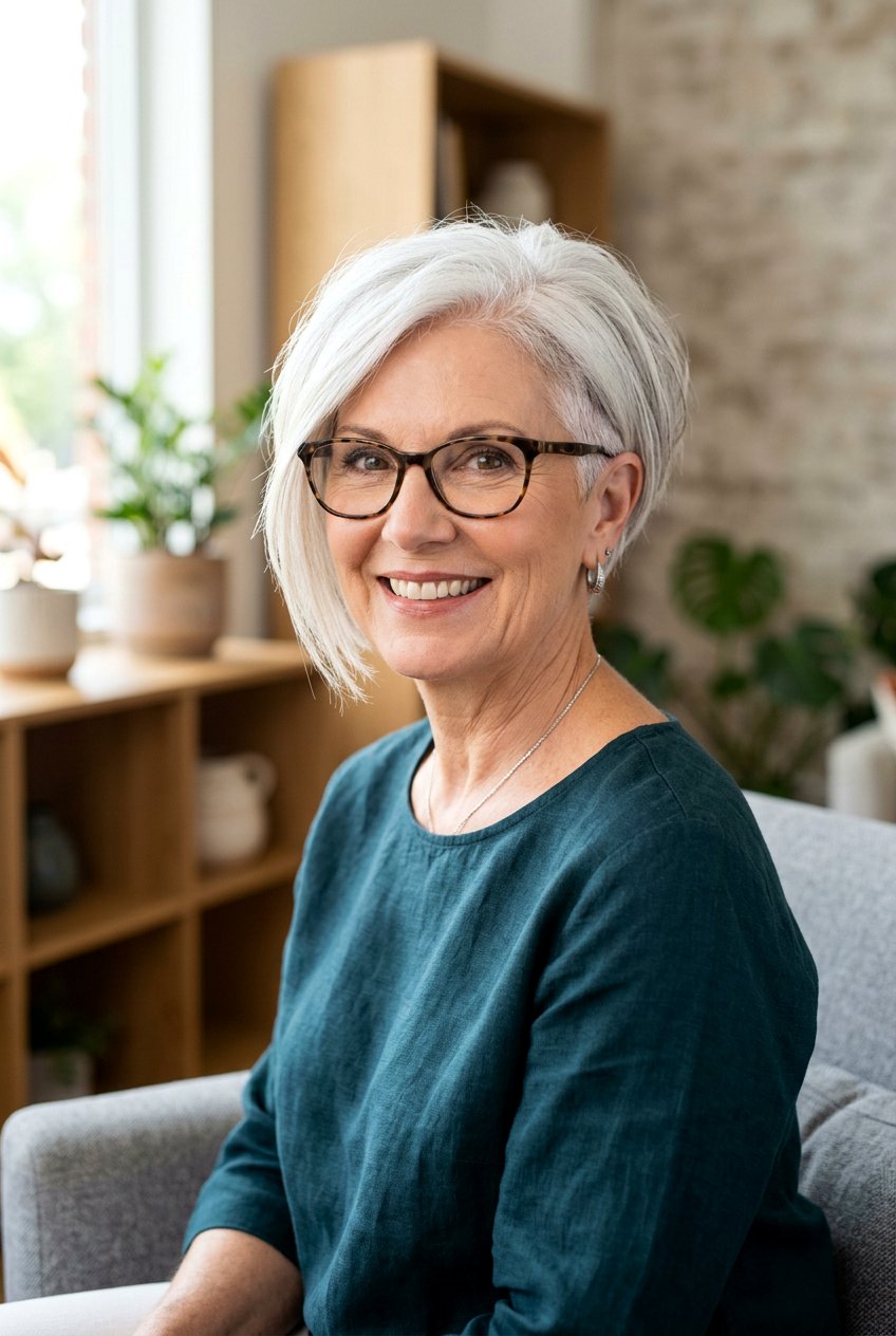 Asymmetrical Bob Cut - 20 short hairstyles for women over 60 - 20 short hairstyles for women over 60