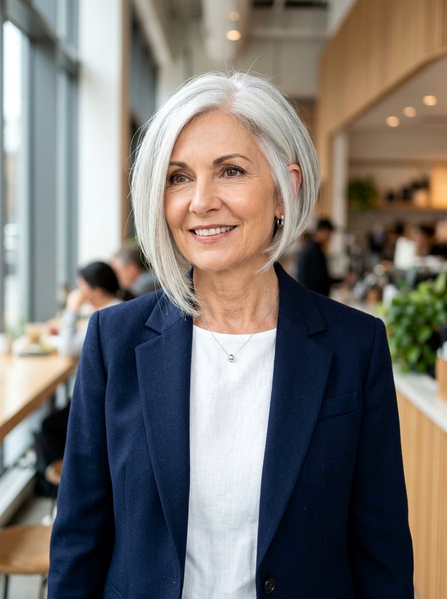 Asymmetrical Bob For Silver Hair - 20 elegant haircut for naturally gray hair - 20 elegant haircut for naturally gray hair