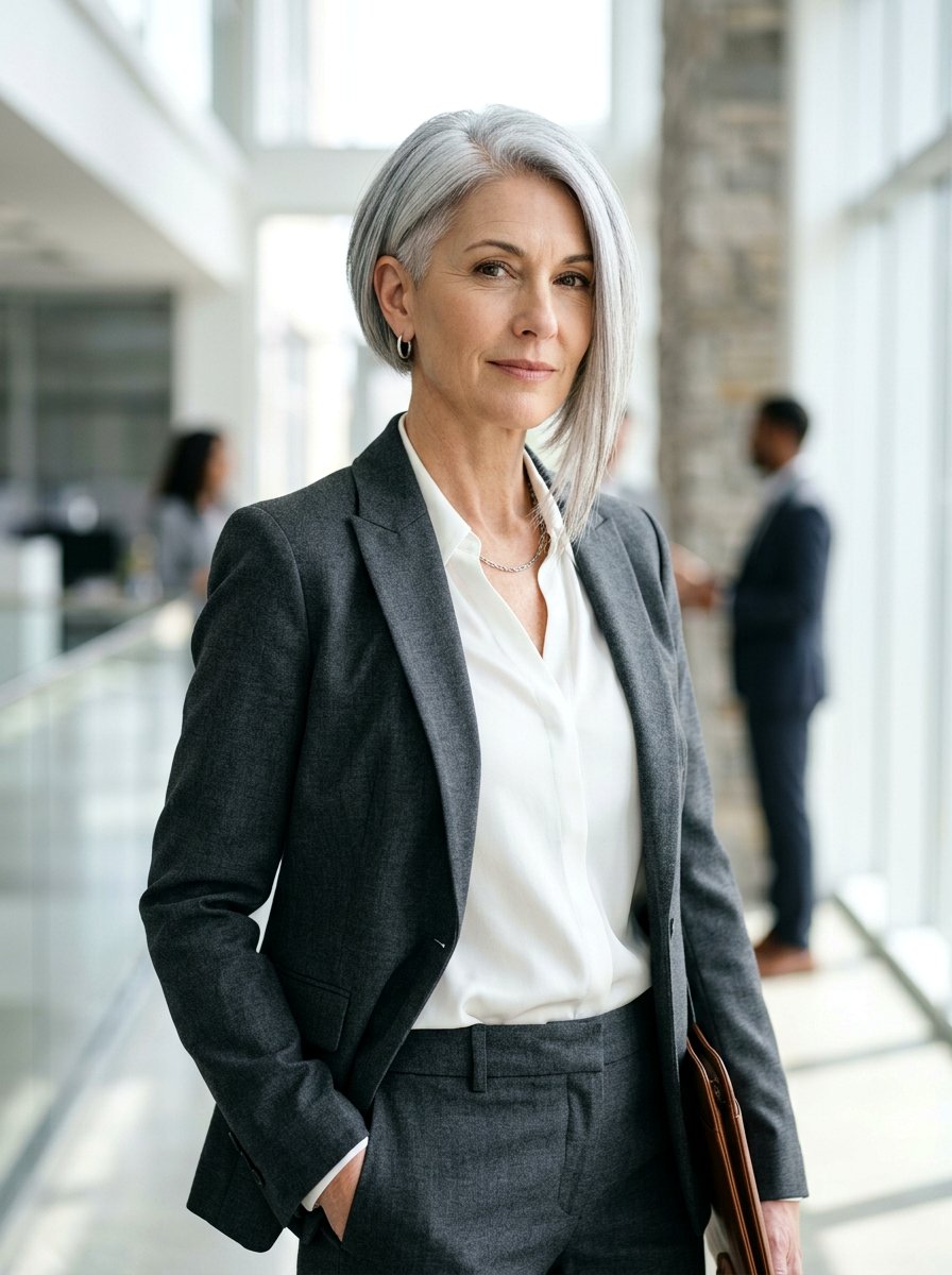 Asymmetrical Bob For Silver Hair - 20 older women hairstyle ideas for gray hair - 20 older women hairstyle ideas for gray hair