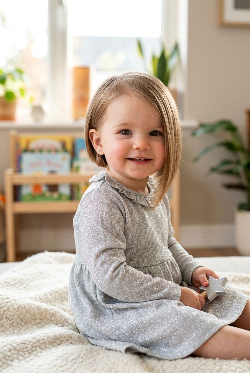 Asymmetrical Bob Haircut - 20 first haircut ideas for baby girls - 20 first haircut ideas for baby girls