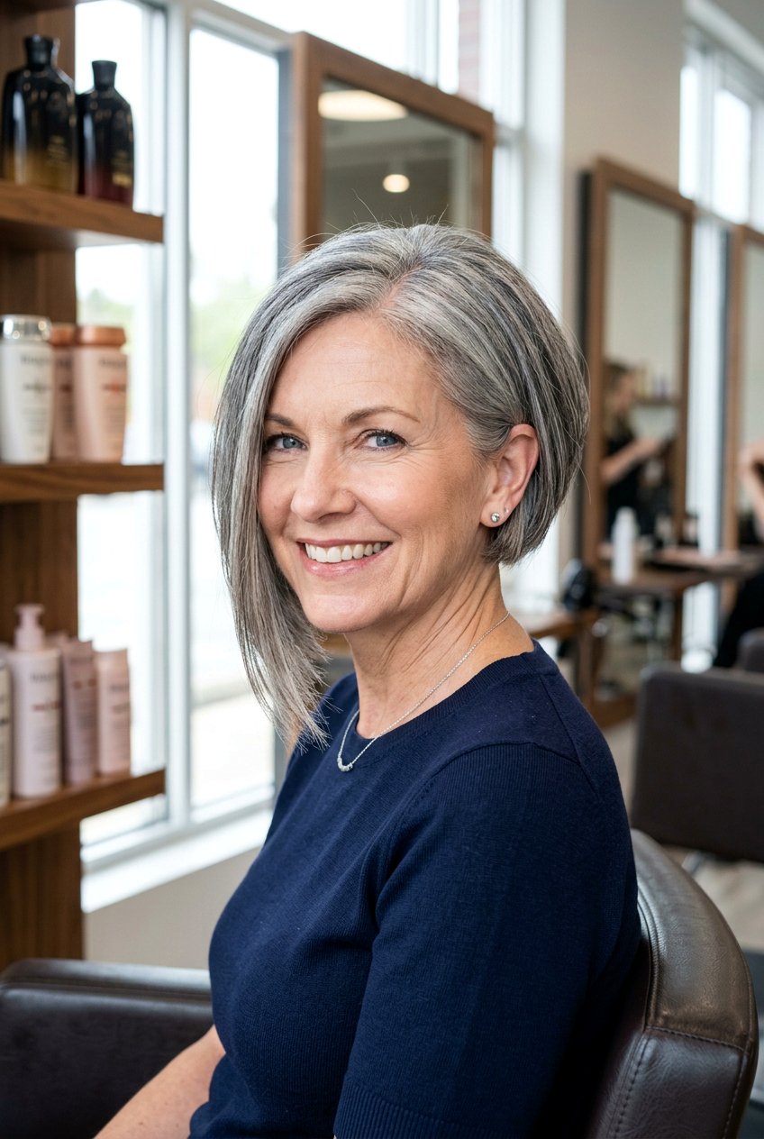 Asymmetrical Bob Haircut - 20 short hairstyles for women over 50 - 20 short hairstyles for women over 50