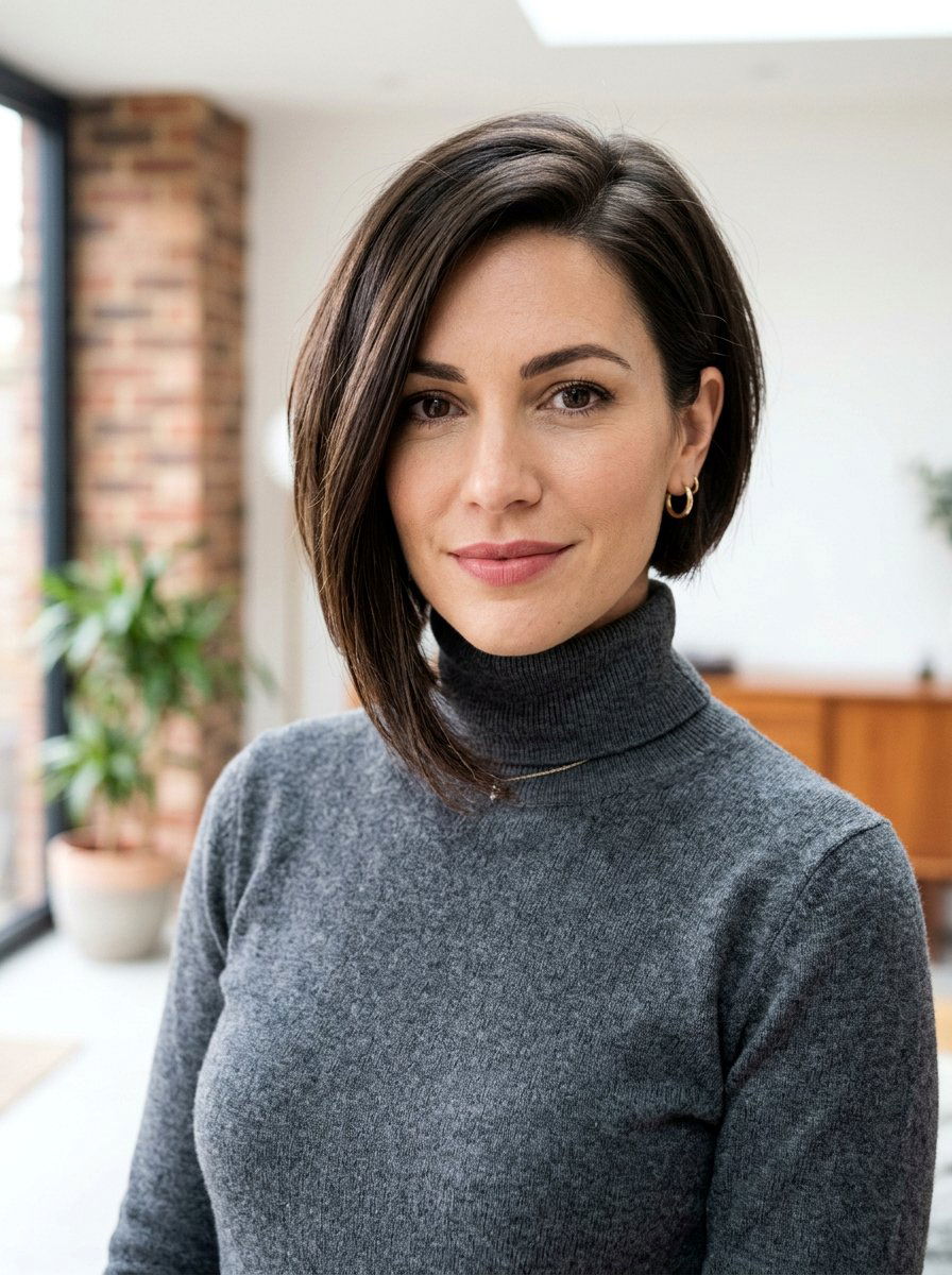 Asymmetrical Bob Haircut - 20 flattering haircut for diamond face women - 20 flattering haircut for diamond face women