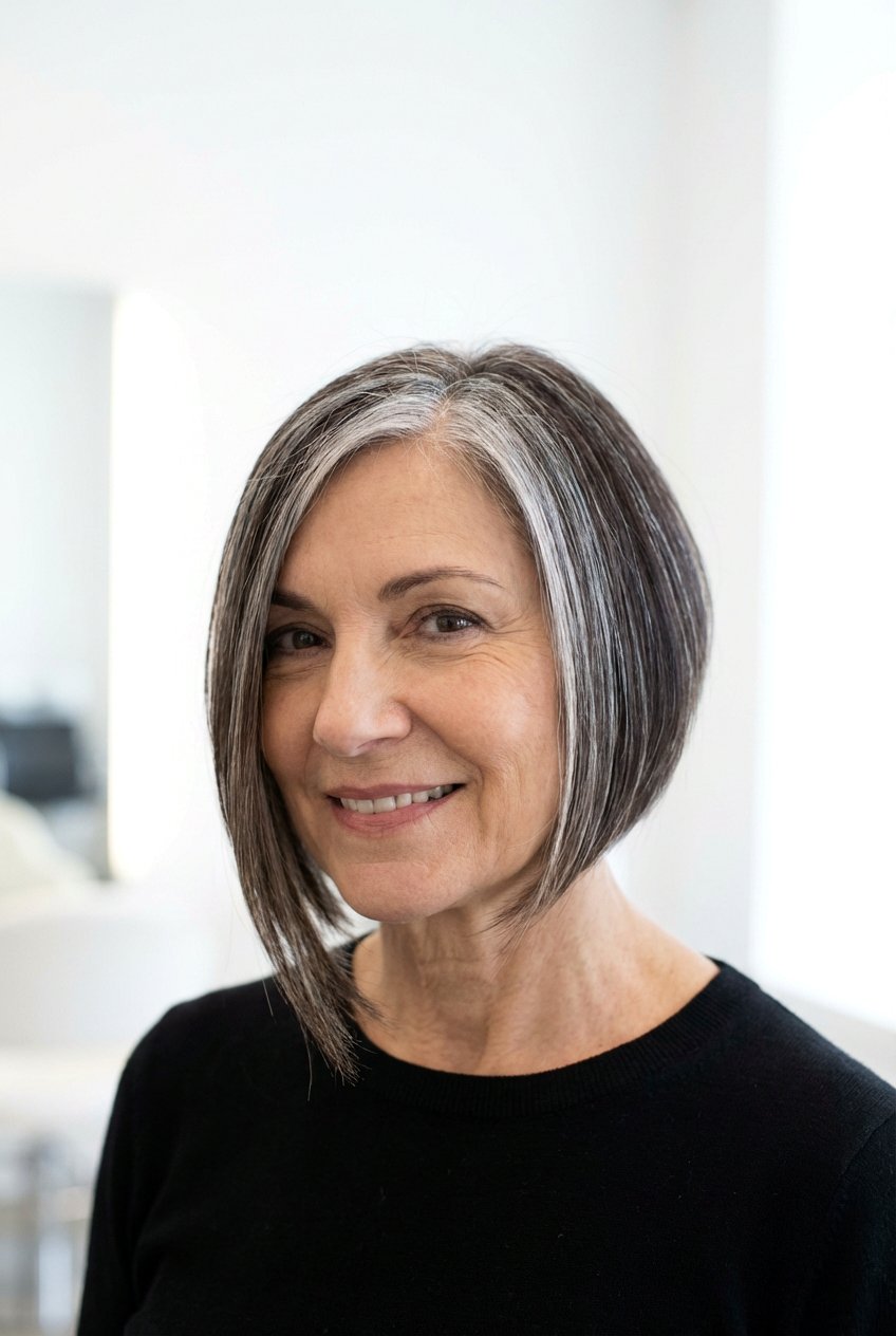 Asymmetrical Bob Haircut - 20 best haircuts for women over 50 - 20 best haircuts for women over 50