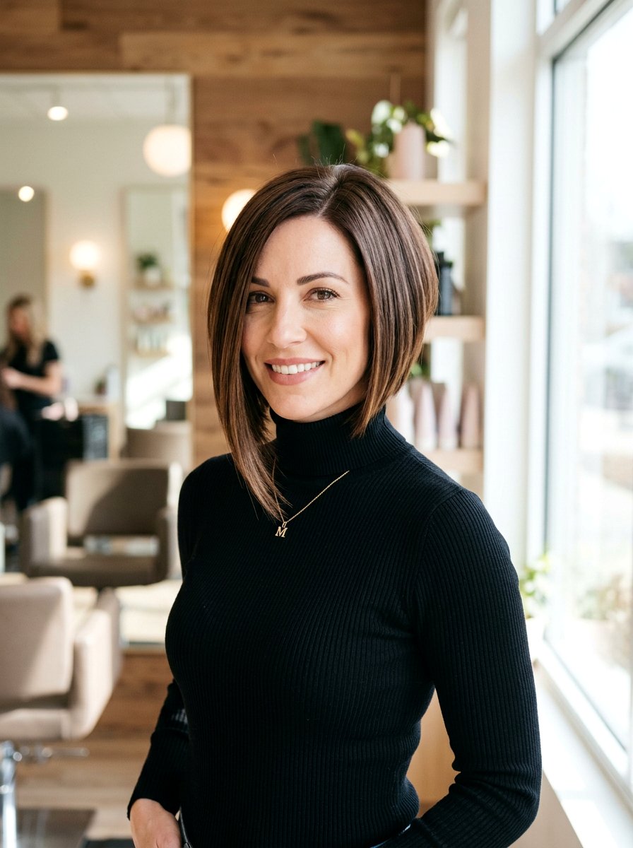 Asymmetrical Bob Haircut For Moms - 20 trendy haircut for moms 2026 - 20 trendy haircut for moms 2026