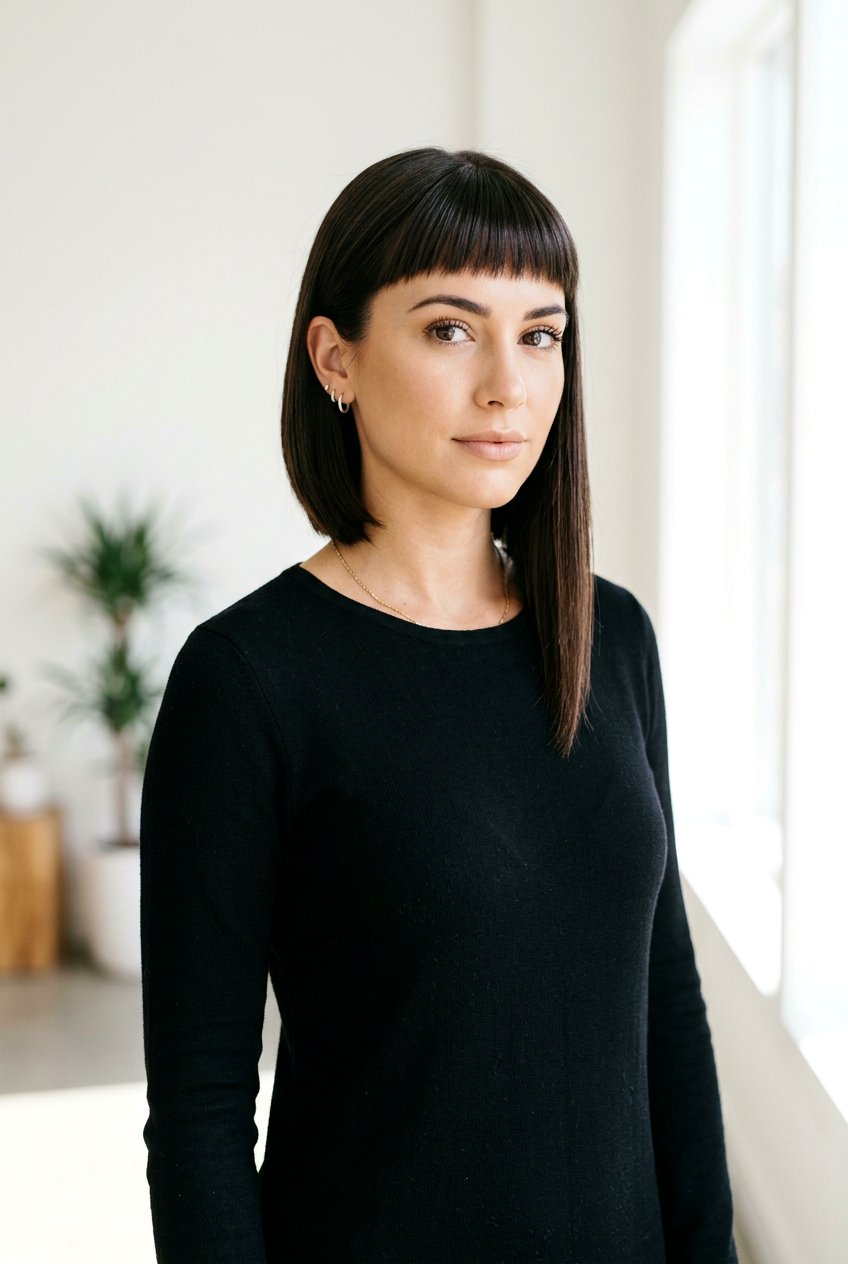 Asymmetrical Bob With Baby Bangs - 20 baby bangs haircut for women - 20 baby bangs haircut for women