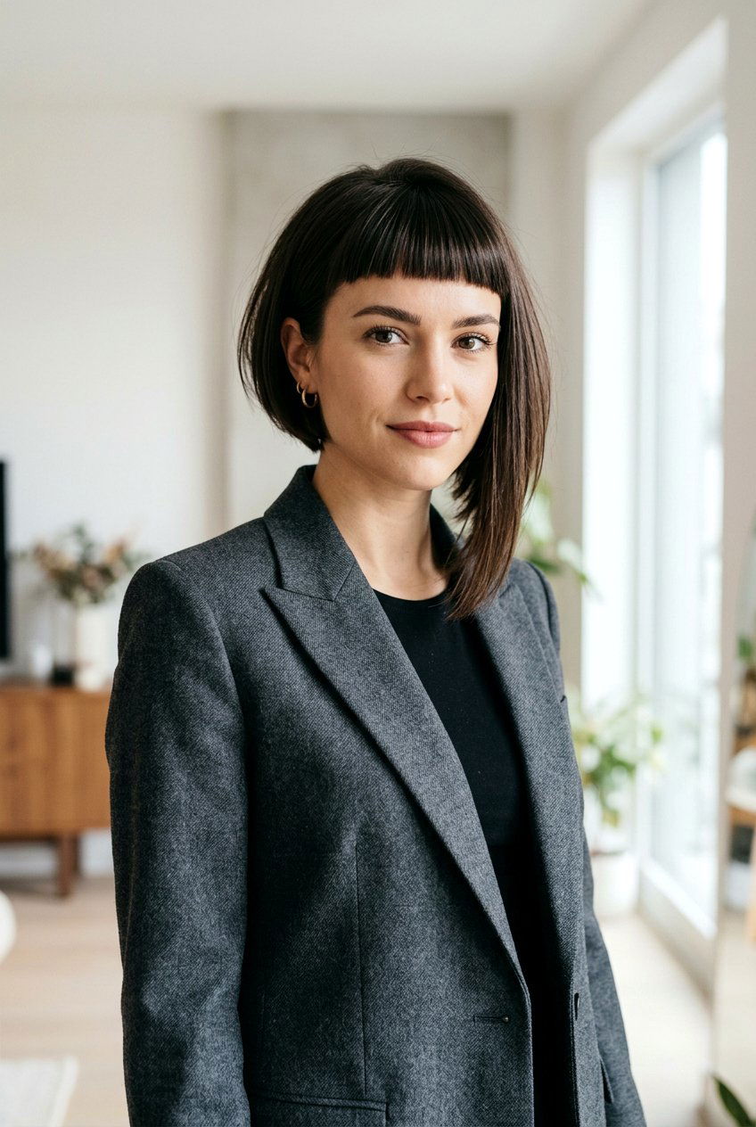 Asymmetrical Bob With Micro Bangs - 20 micro bangs bob haircut - 20 micro bangs bob haircut