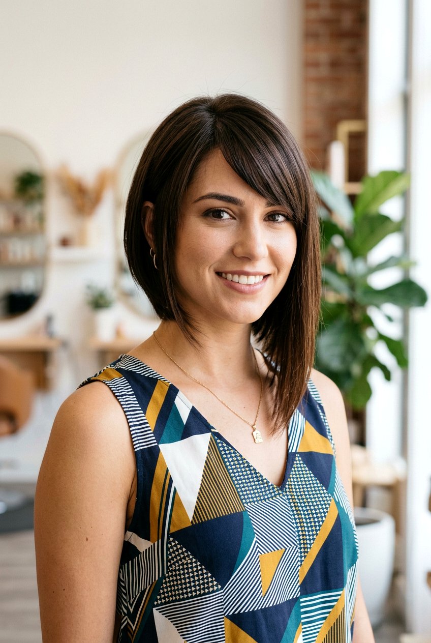 Asymmetrical Bob With Side Bangs - 20 side bangs for older women - 20 side bangs for older women