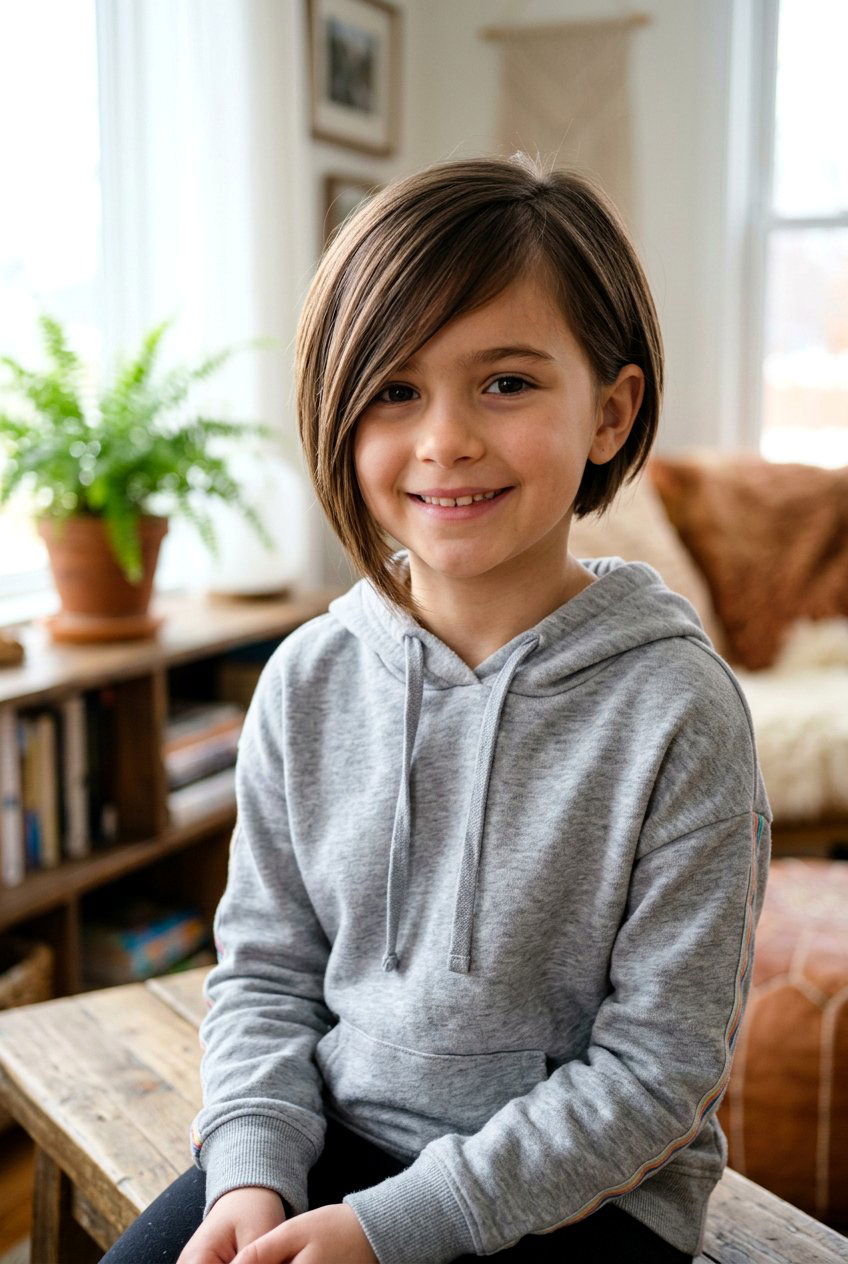 Asymmetrical Bob With Side Bangs - 20 little girls haircut ideas with bangs - 20 little girls haircut ideas with bangs