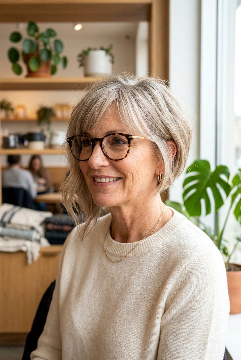 Asymmetrical Bob With Soft Fringe - 20 bob haircut with soft fringe for older women - 20 bob haircut with soft fringe for older women