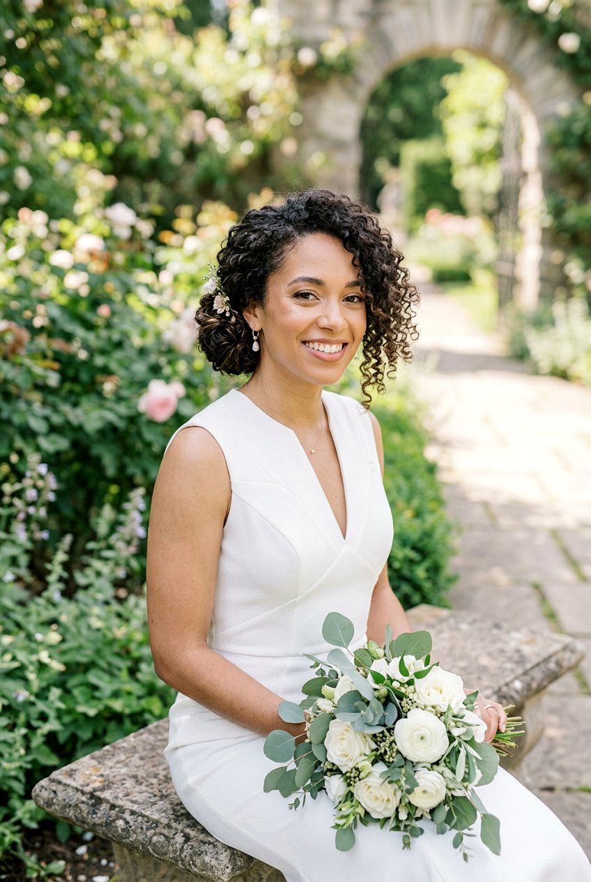 Asymmetrical Bun With Curly Front Pieces - 20 bridal bun with curls in front - 20 bridal bun with curls in front