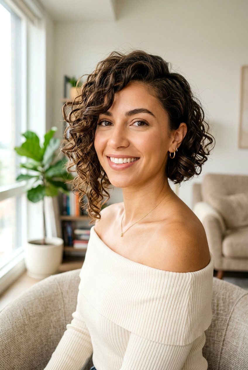 Asymmetrical Curly Bob - 20 best curly haircut ideas for women - 20 best curly haircut ideas for women