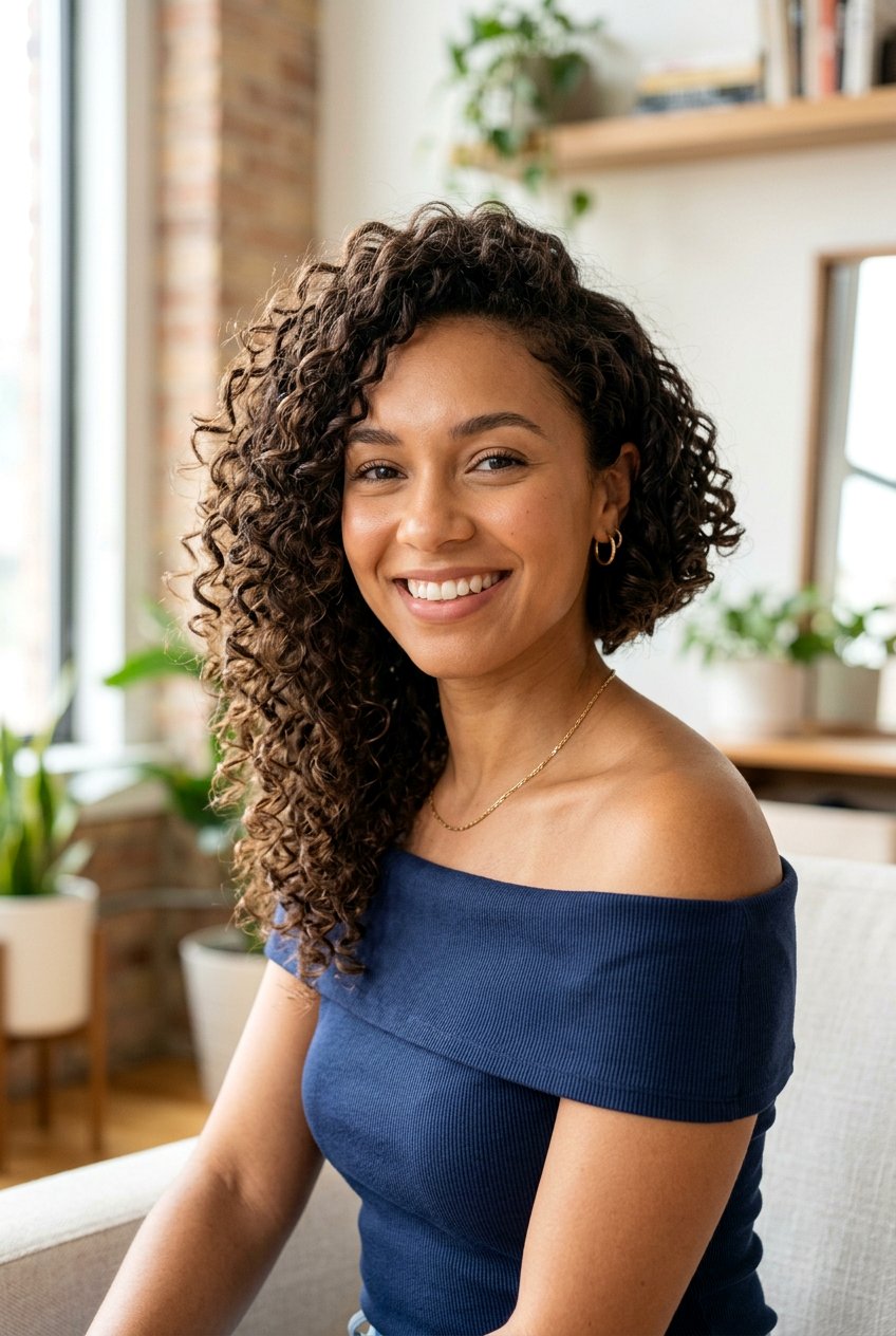 Asymmetrical Curly Bob - 20 low maintenance haircut for moms with curly hair - 20 low maintenance haircut for moms with curly hair