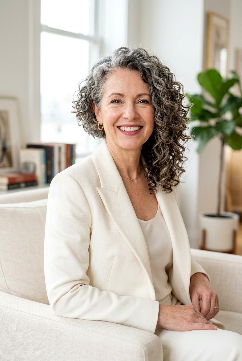 Asymmetrical Curly Bob - 20 curly bob for women over 50 - 20 curly bob for women over 50