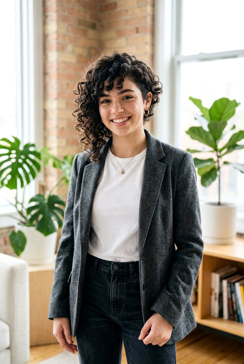 Asymmetrical Curly Bob With Bangs - 20 curly haircut for teenage girls with bangs - 20 curly haircut for teenage girls with bangs