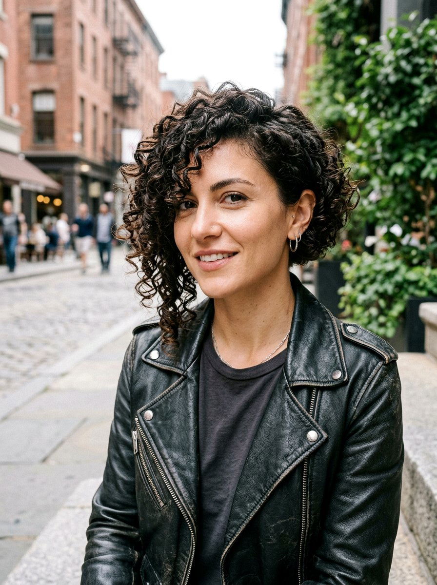 Asymmetrical Curly Chin Length Bob - 20 curly chin length bob for thick curls - 20 curly chin length bob for thick curls