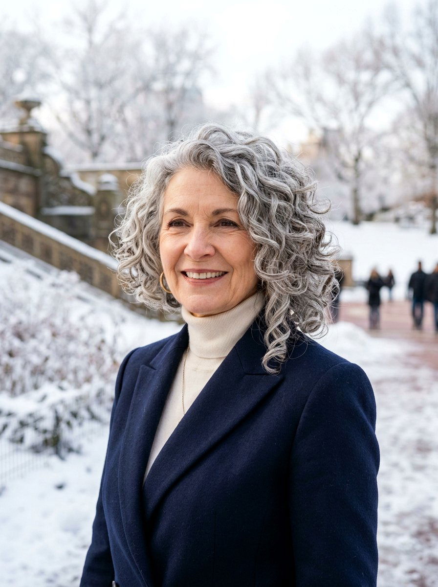 Asymmetrical Curly Lob - 20 curly lob haircut for older women - 20 curly lob haircut for older women