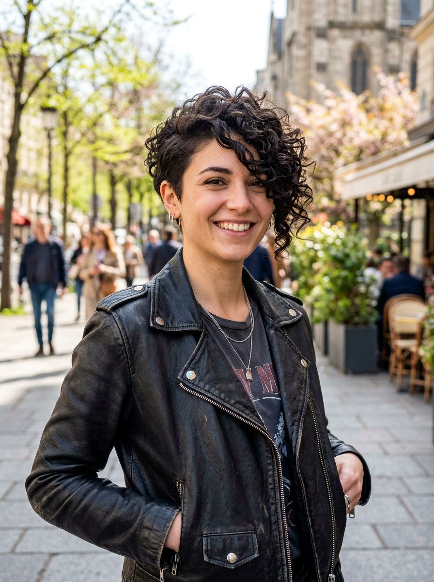 Asymmetrical Curly Pixie - 20 curly pixie for fine curls women - 20 curly pixie for fine curls women