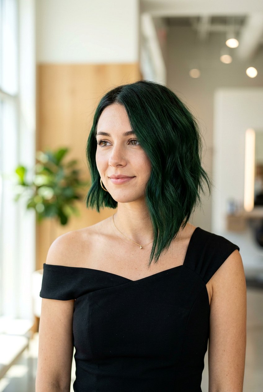 Asymmetrical Dark Bob - 20 soft goth bob for women - 20 soft goth bob for women