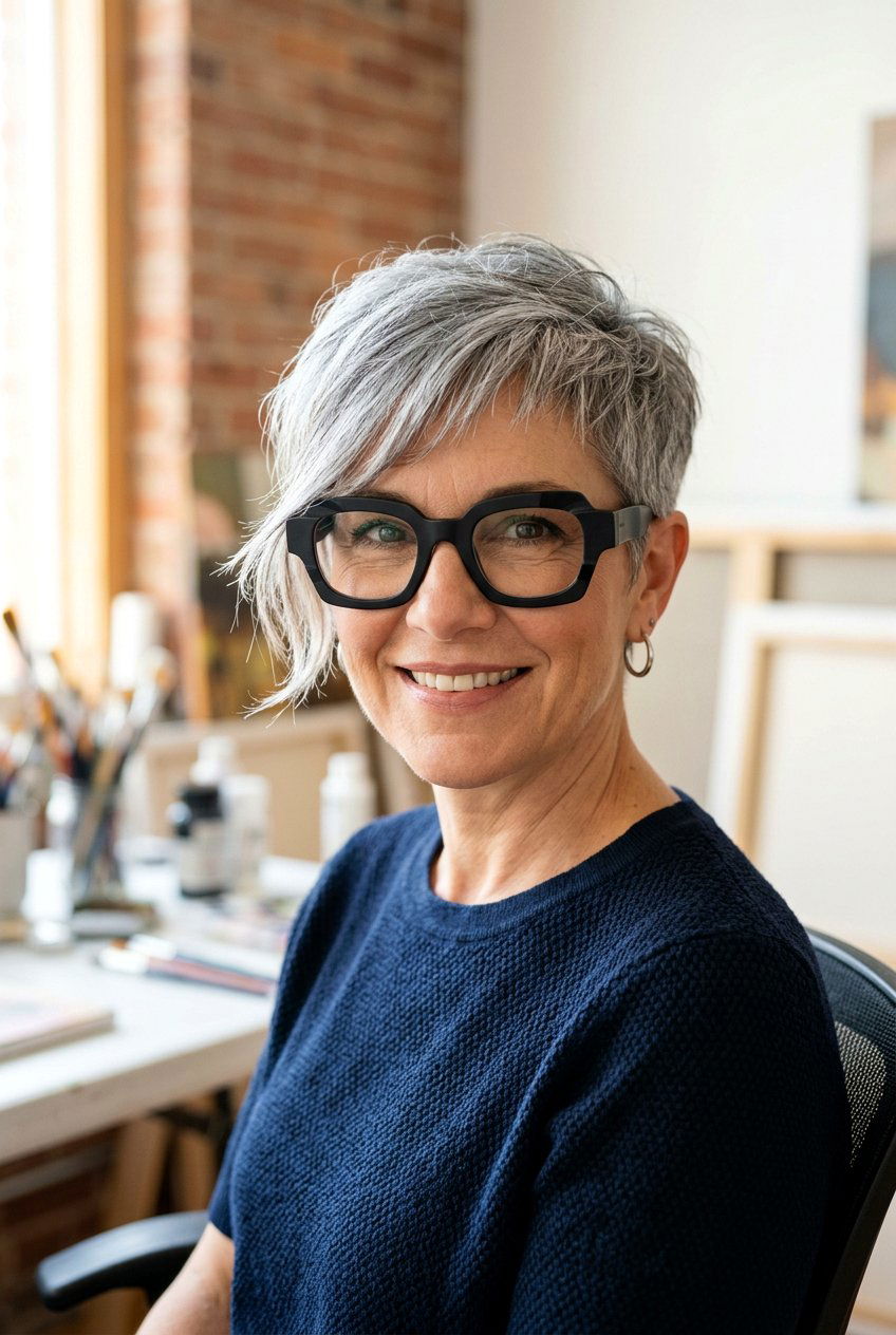 Asymmetrical Feathered Fringe - 20 feathered bangs for older women - 20 feathered bangs for older women