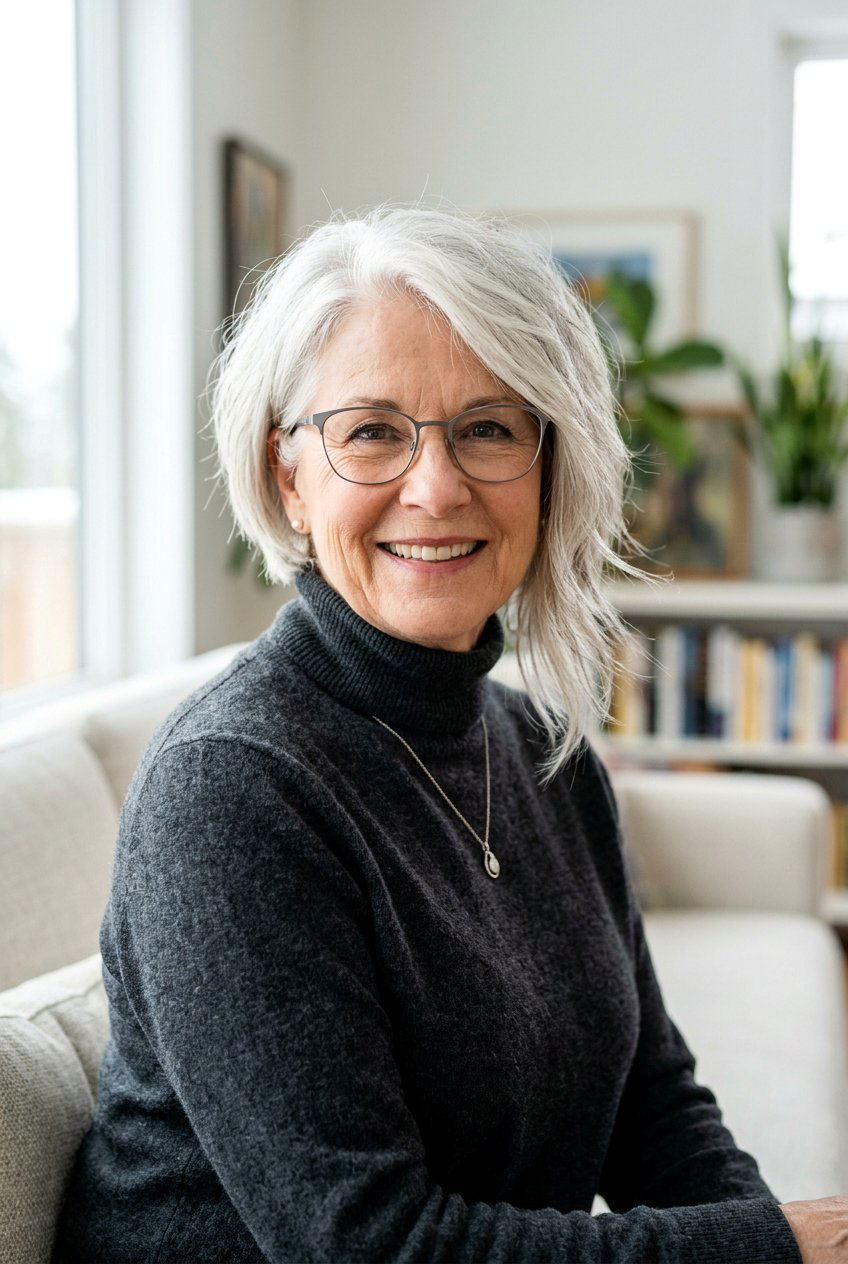 Asymmetrical Layered Bob - 20 layered haircut for women over 70 with glasses - 20 layered haircut for women over 70 with glasses