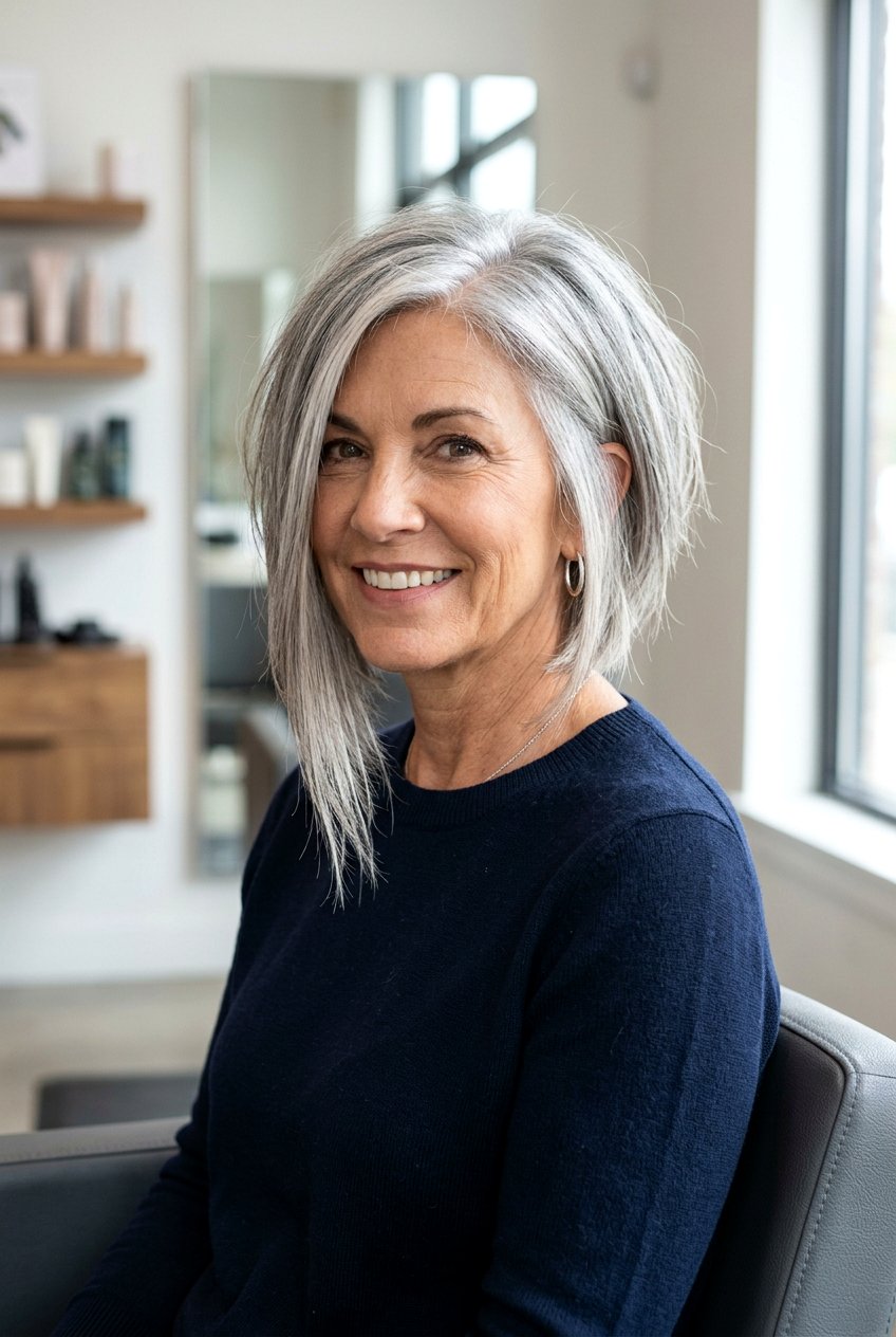 Asymmetrical Layered Bob - 20 layered bob for women over 50 - 20 layered bob for women over 50