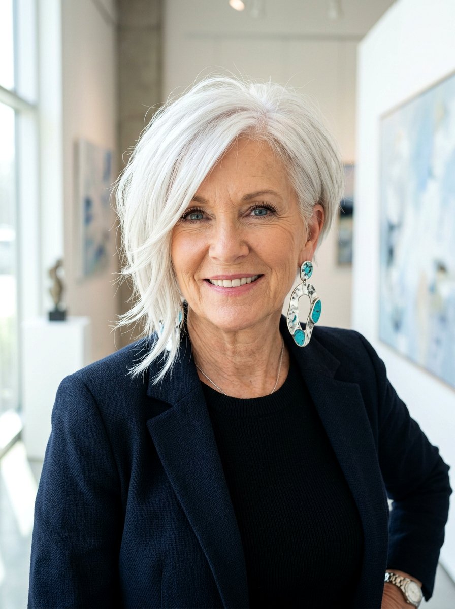 Asymmetrical Layered Bob - 20 layered bob for women over 70 - 20 layered bob for women over 70