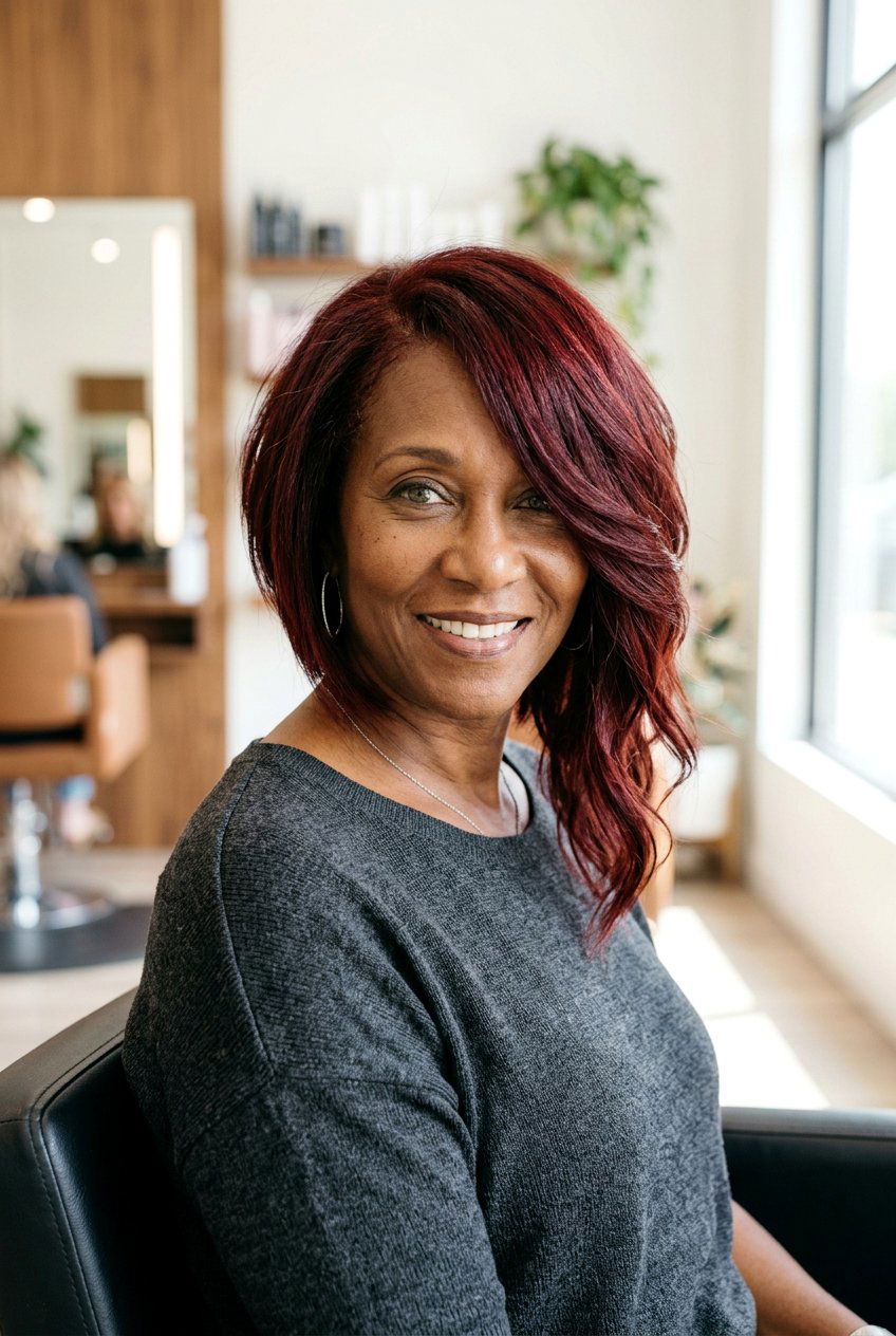 Asymmetrical Layered Bob - 20 layered haircut for women over 50 with round face - 20 layered haircut for women over 50 with round face