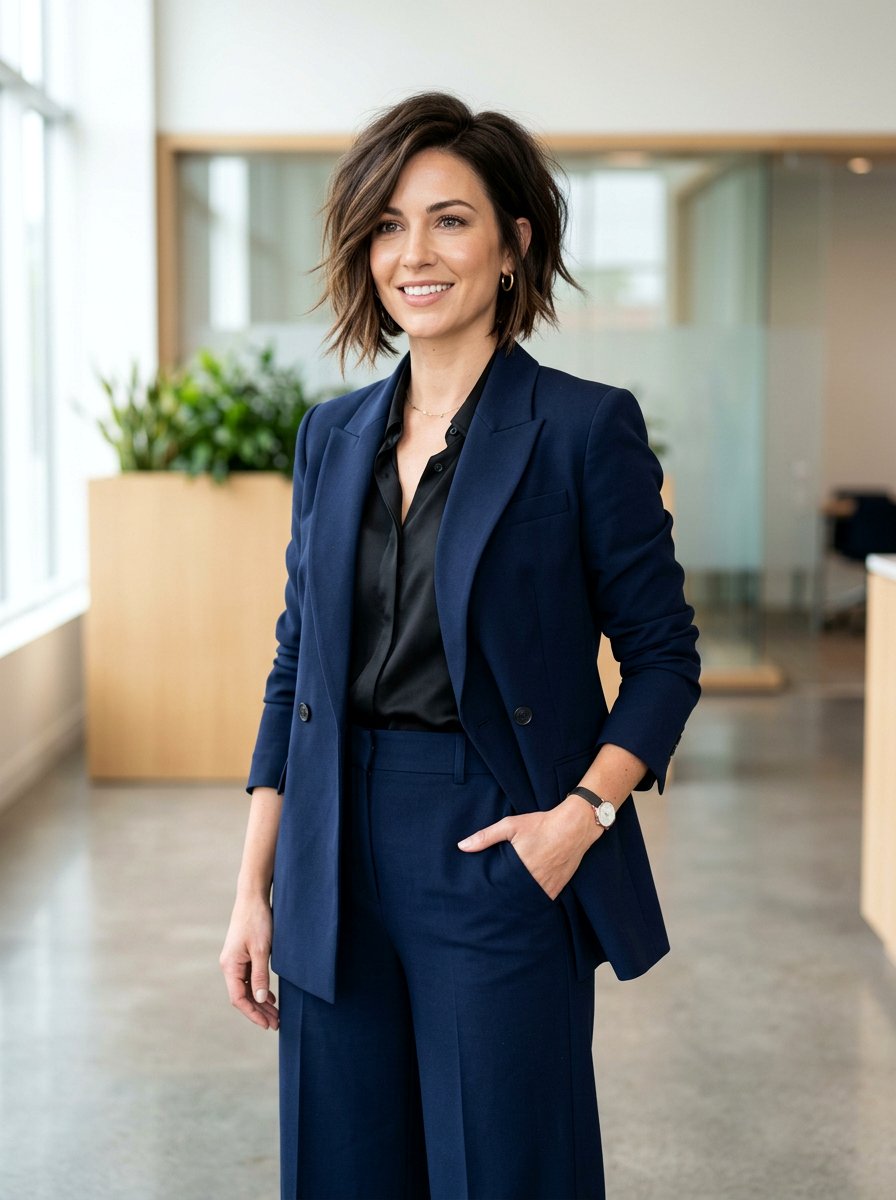 Asymmetrical Layered Chin Length Bob - 20 layered chin length bob with volume - 20 layered chin length bob with volume